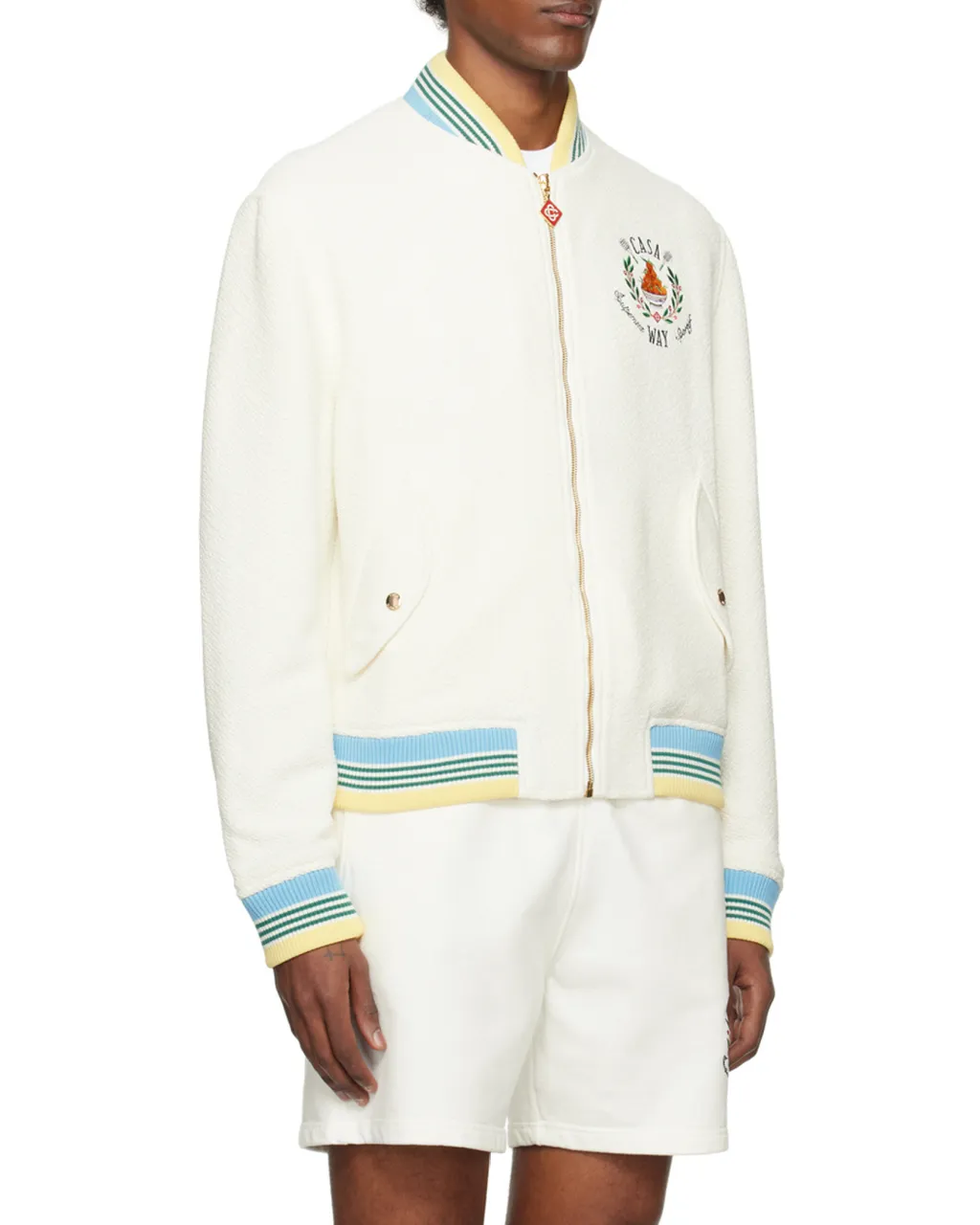Casablanca Trophy Orange Zipped Bomber Jacket