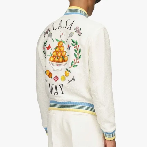 Casablanca Trophy Orange Zipped Bomber Jacket