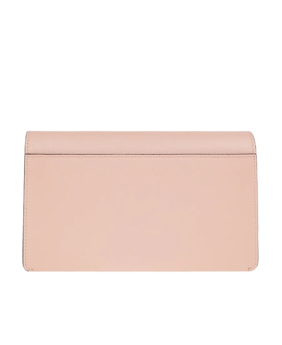 Trunk Clutch In Pink White And Beige Saffiano Leather