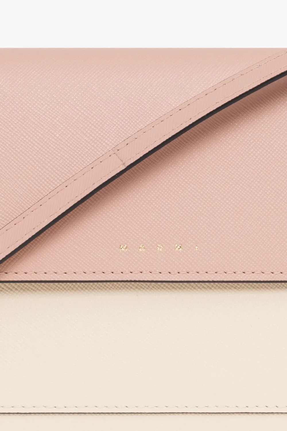 Trunk Clutch In Pink White And Beige Saffiano Leather