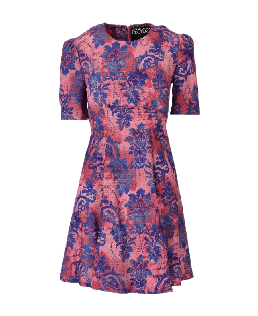 Versace Jeans Couture Floral Printed Crewneck Dress