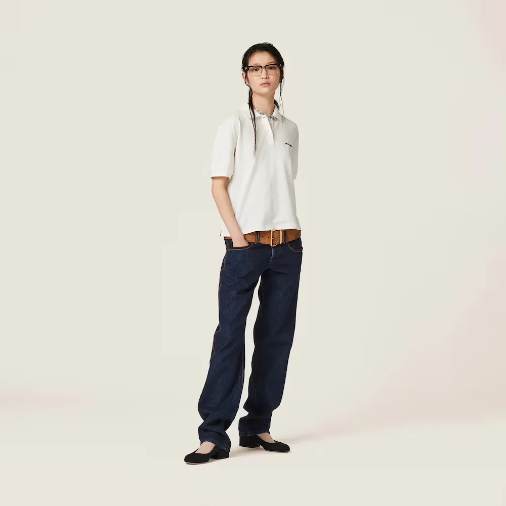 Miu Miu Logo-Embroidered Short-Sleeved Polo Shirt