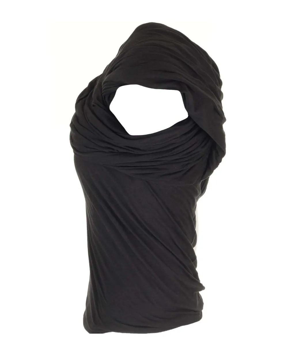 Rick Owens Draped Ruched Asymmetric Neckline Top