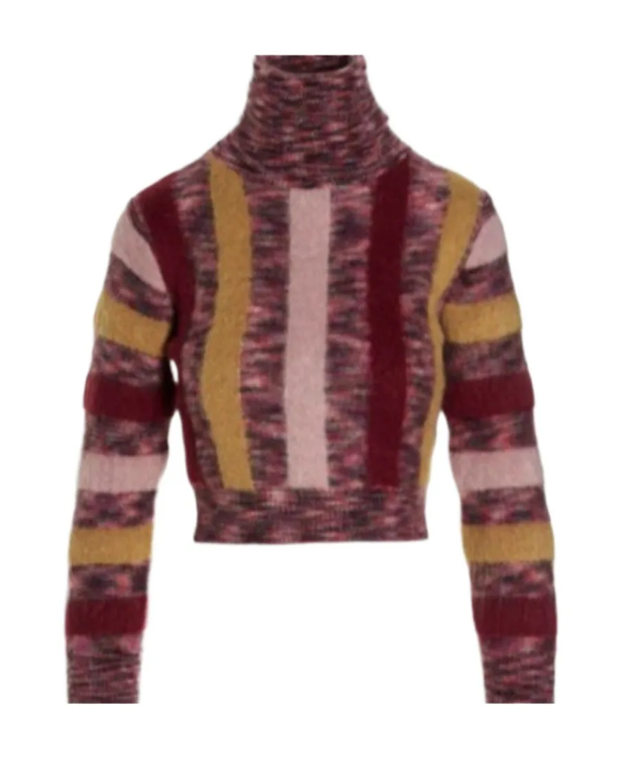 Dsquared2 Striped Cropped Turtle Neck Jumper