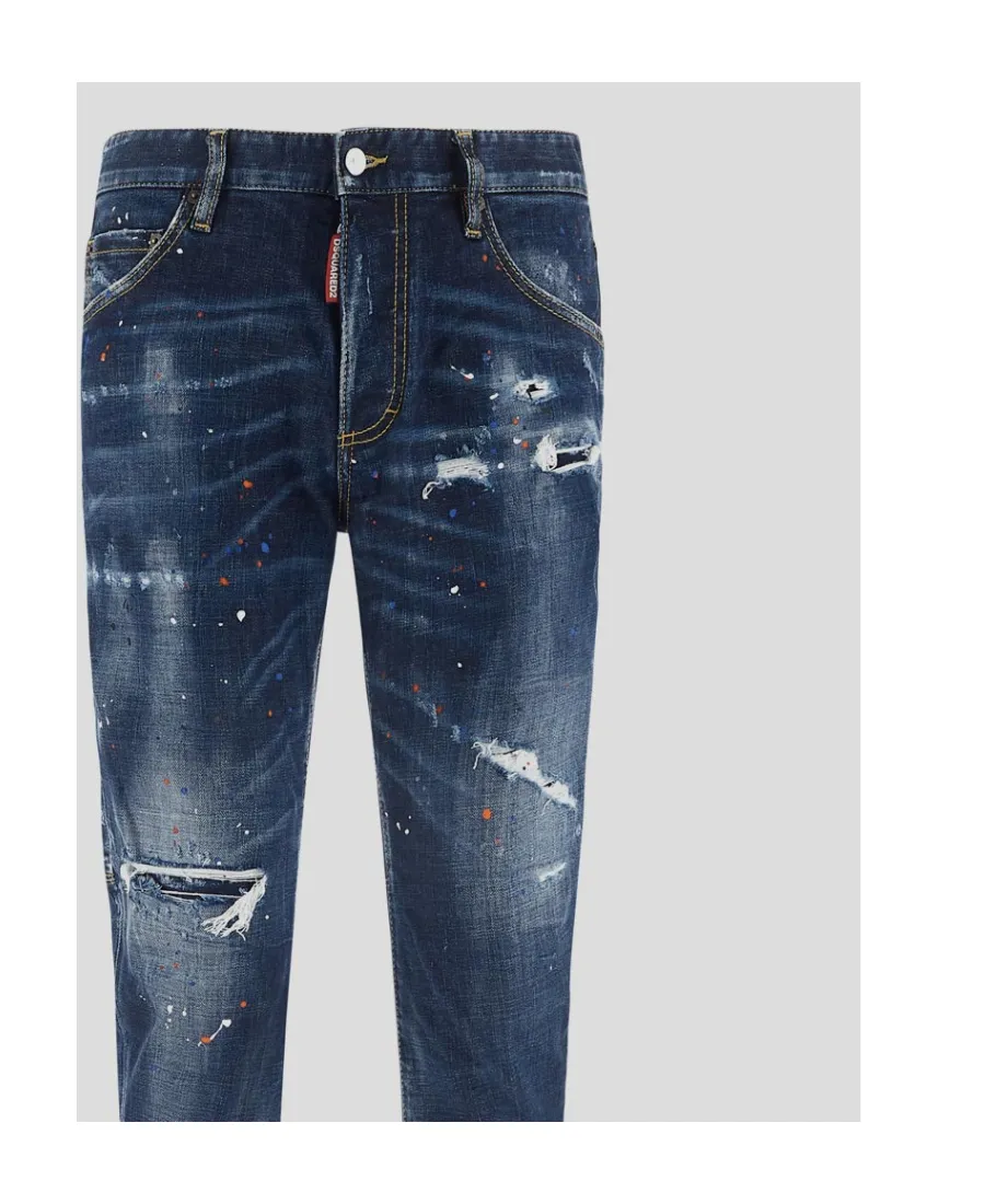 Distressed Paint-Splatter Jeans