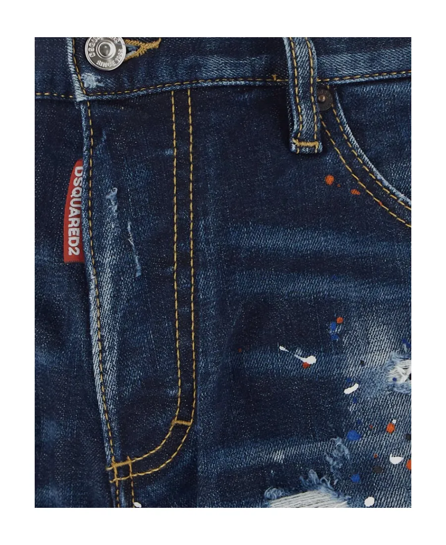 Distressed Paint-Splatter Jeans