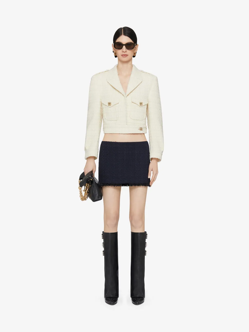 Givenchy 4G Plaque Tweed Cropped Jacket