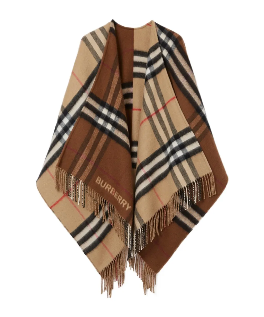 Burberry Checked Fringed-Edge Cape