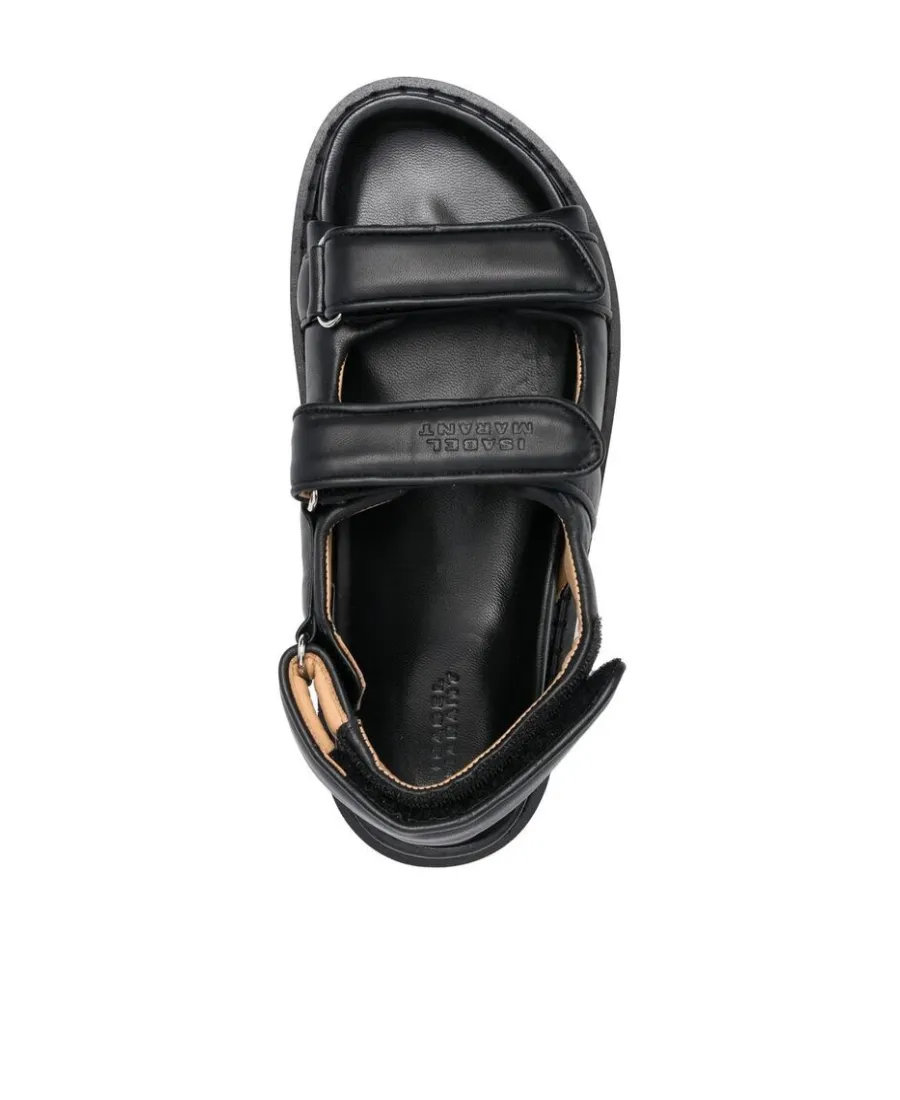 Isabel Marant Touch-Strap Logo Embossed Sandals