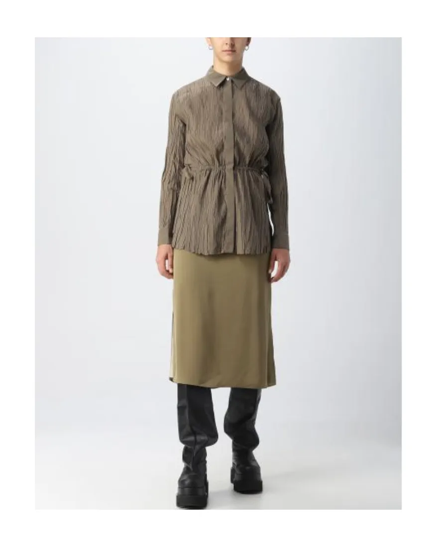 Tie-Waist Crinkled Shirt