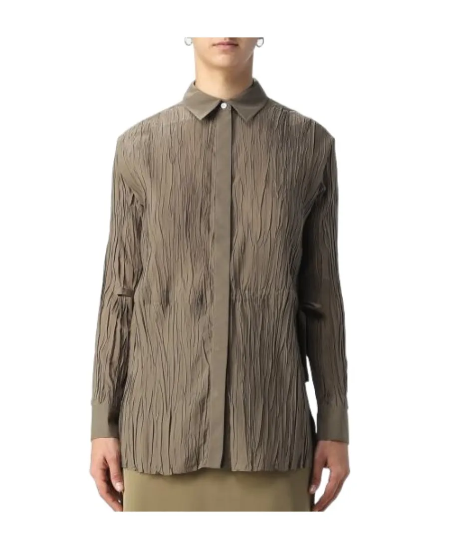 Tie-Waist Crinkled Shirt