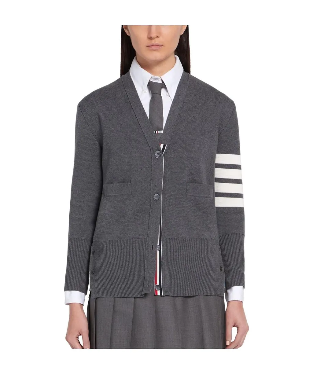 Thom Browne 4-Bar V-Neck Knit Cardigan