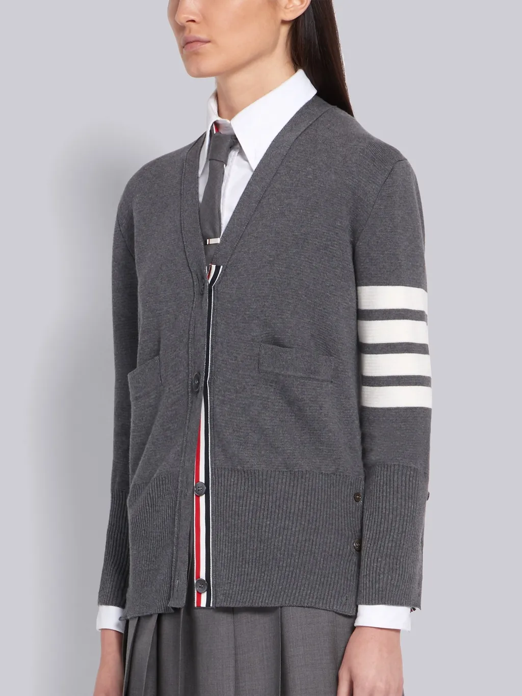 Thom Browne 4-Bar V-Neck Knit Cardigan