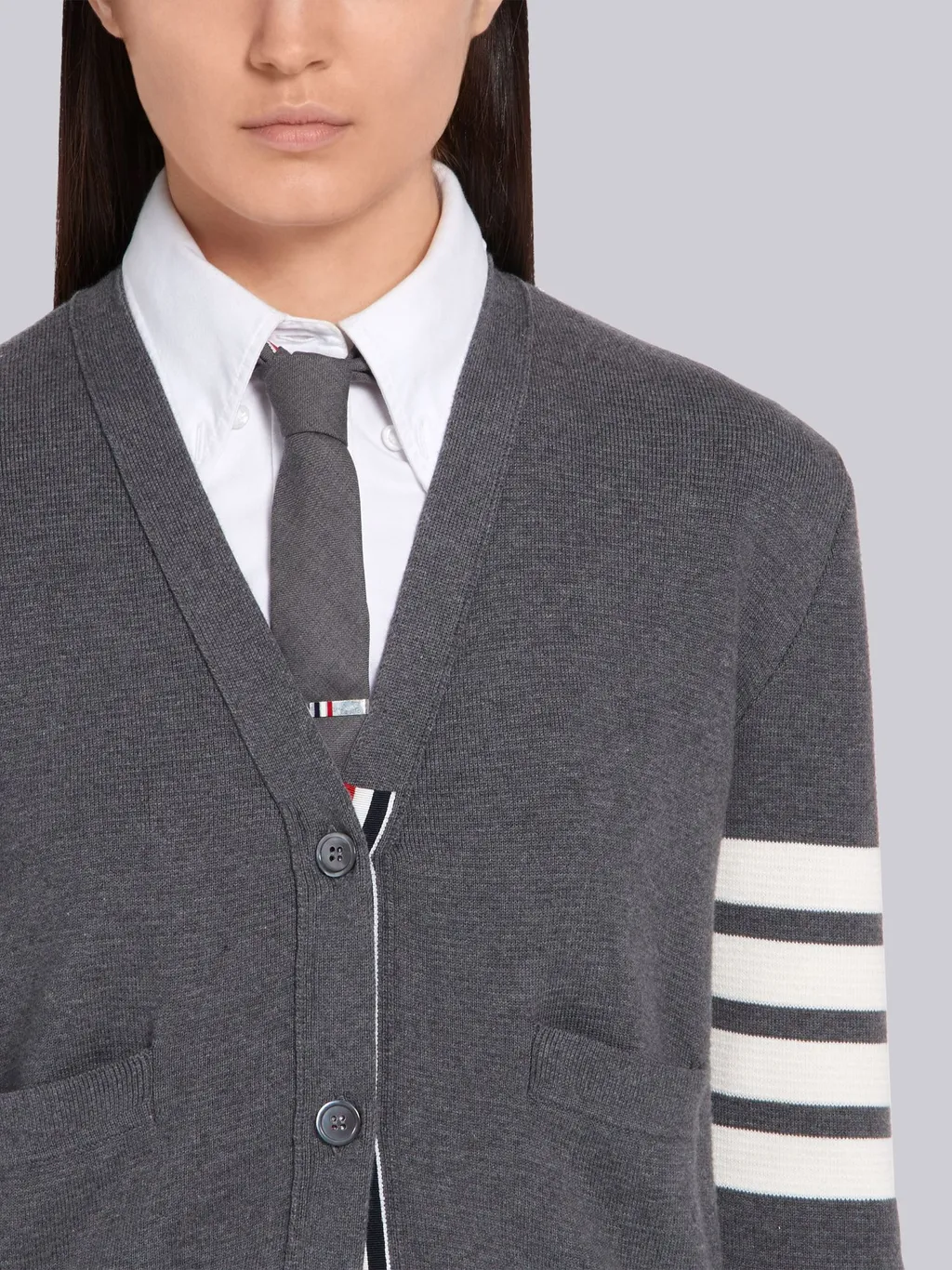 Thom Browne 4-Bar V-Neck Knit Cardigan