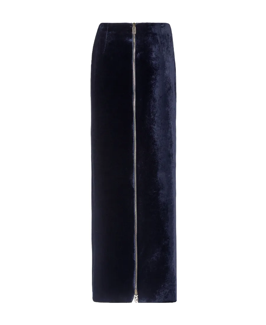 Fendi Zip-Detailed Velvet Skirt