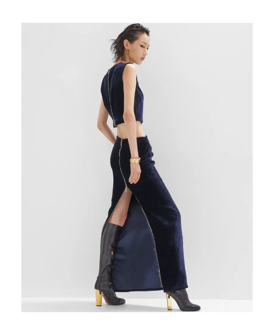 Fendi Zip-Detailed Velvet Skirt