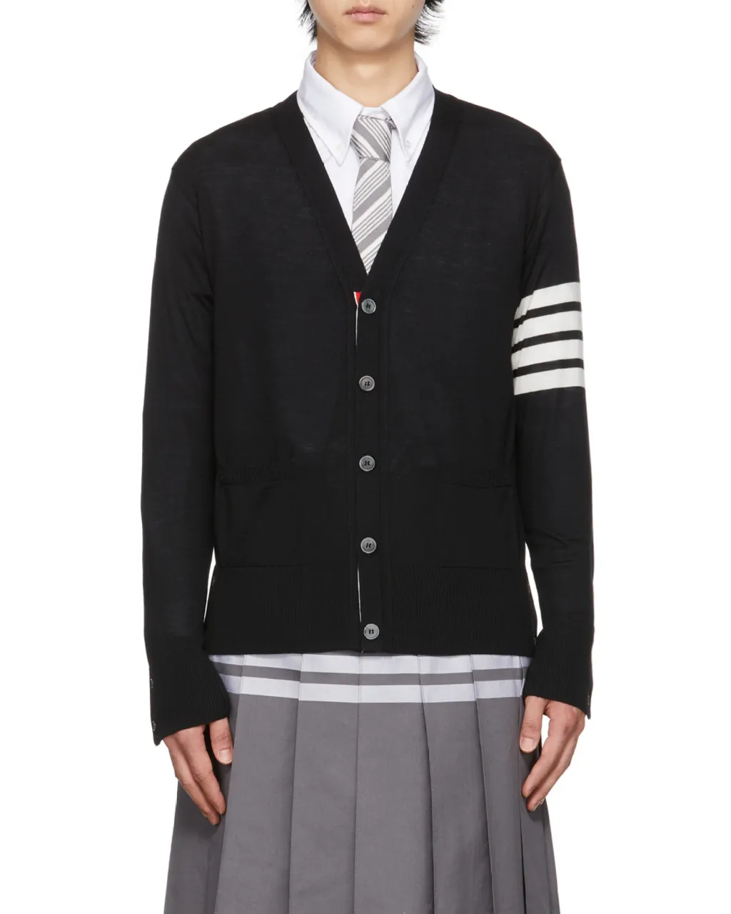 Thom Browne 4-Bar V-Neck Knitted Cardigan