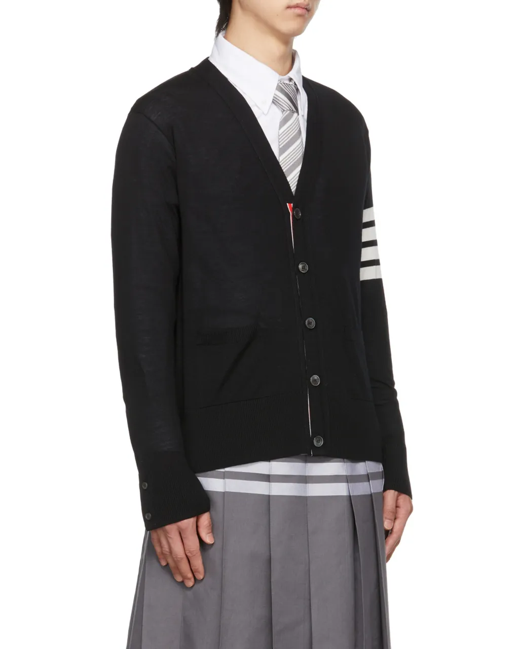 Thom Browne 4-Bar V-Neck Knitted Cardigan