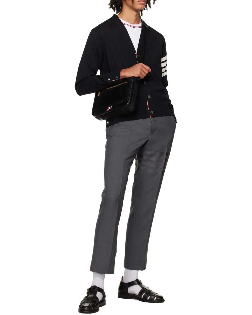 Thom Browne 4-Bar V-Neck Knitted Cardigan
