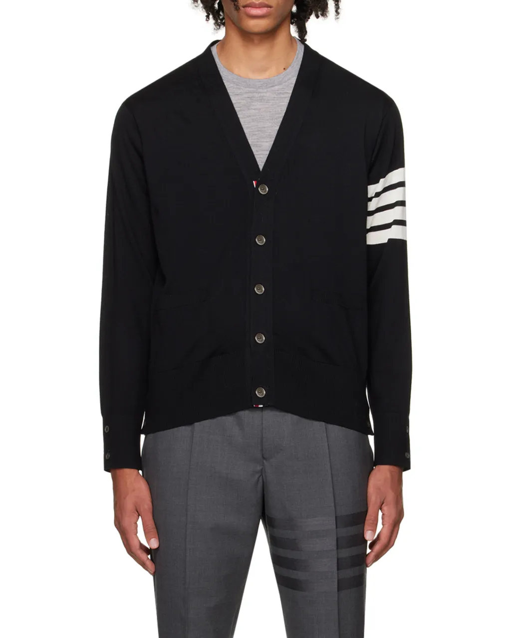 Thom Browne 4-Bar V-Neck Knitted Cardigan