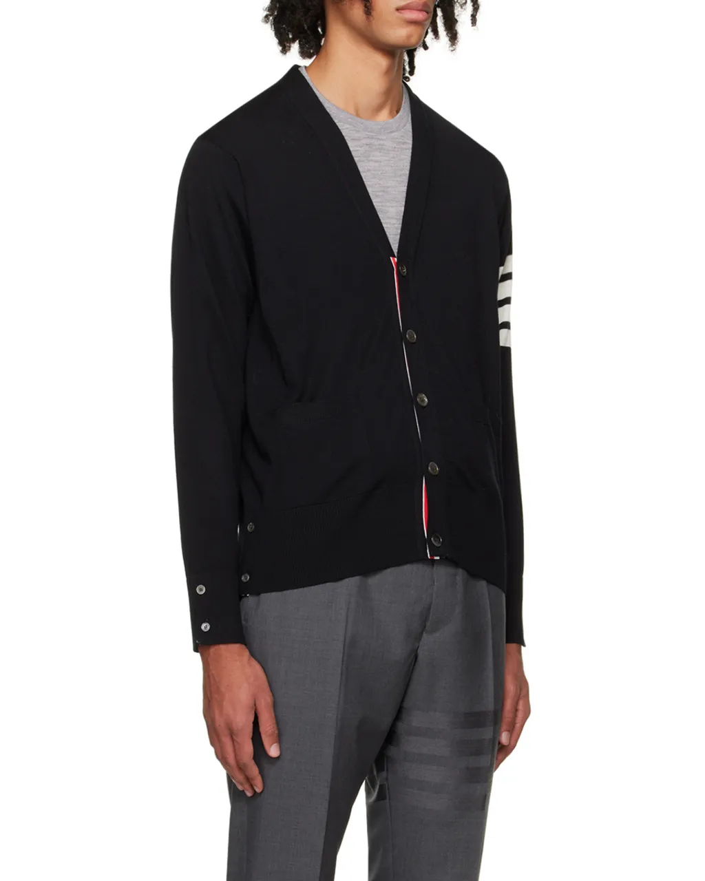 Thom Browne 4-Bar V-Neck Knitted Cardigan