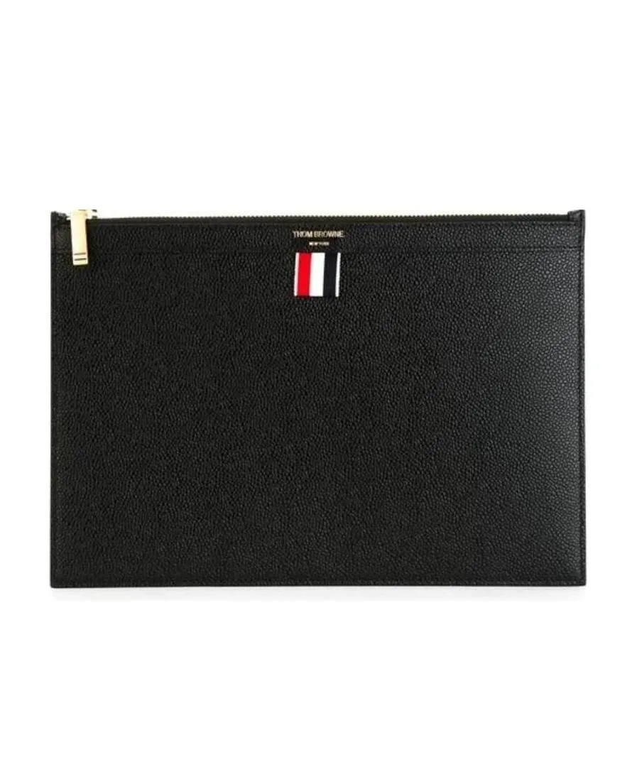 Thom Browne Logo Printed Zipped Clutch Bag