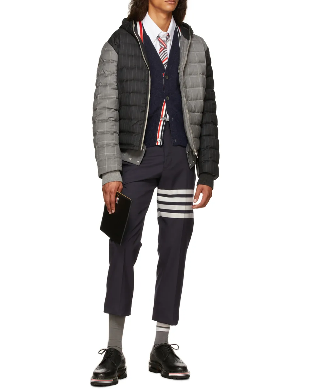 Thom Browne Logo Printed Zipped Clutch Bag