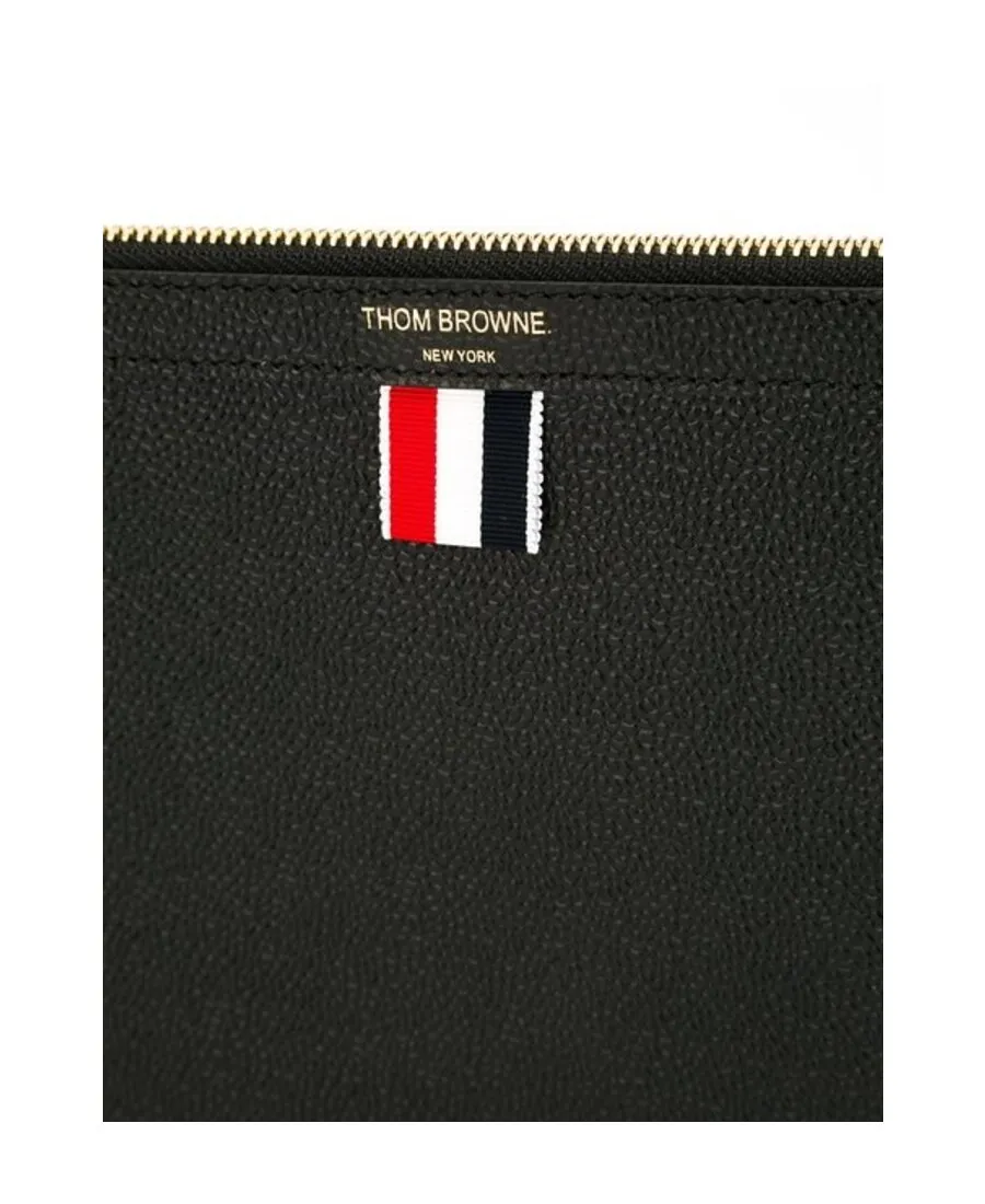 Thom Browne Logo Printed Zipped Clutch Bag