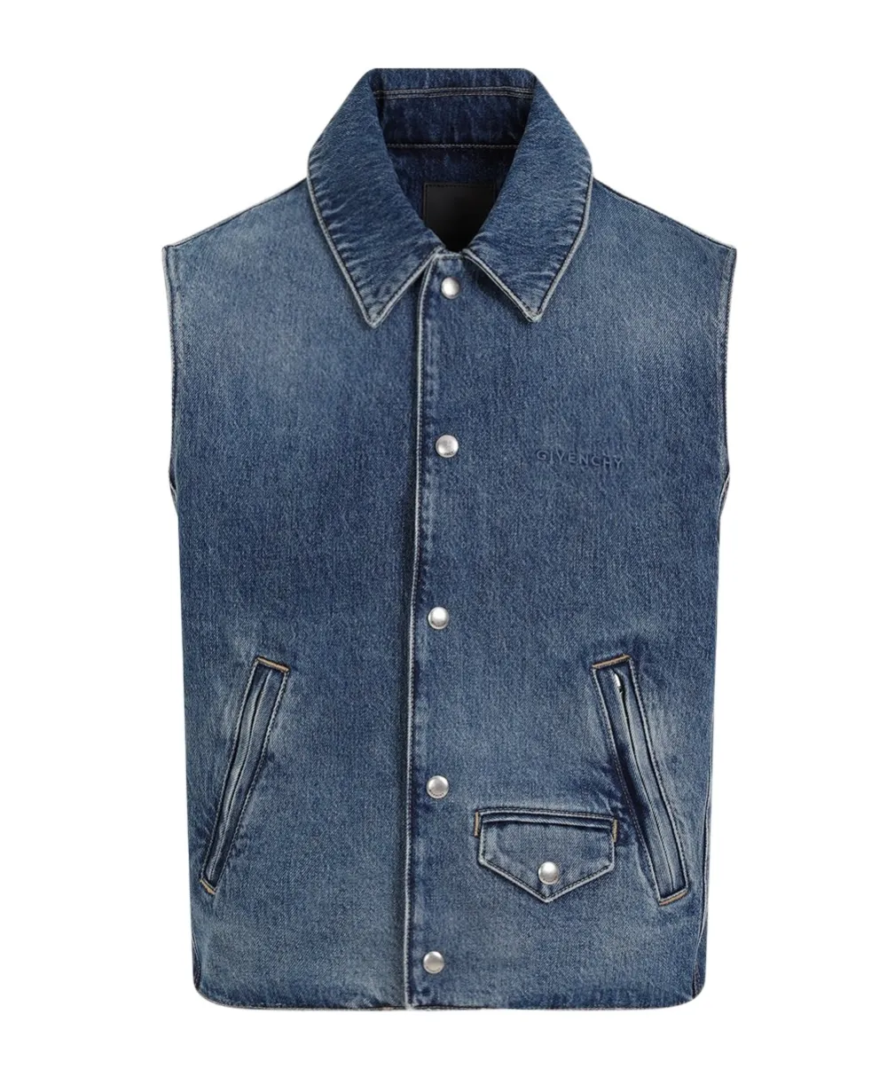 Givenchy Logo Embroidered Denim Vest