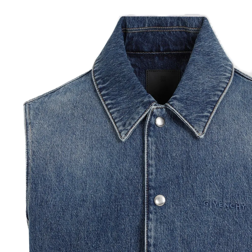 Givenchy Logo Embroidered Denim Vest