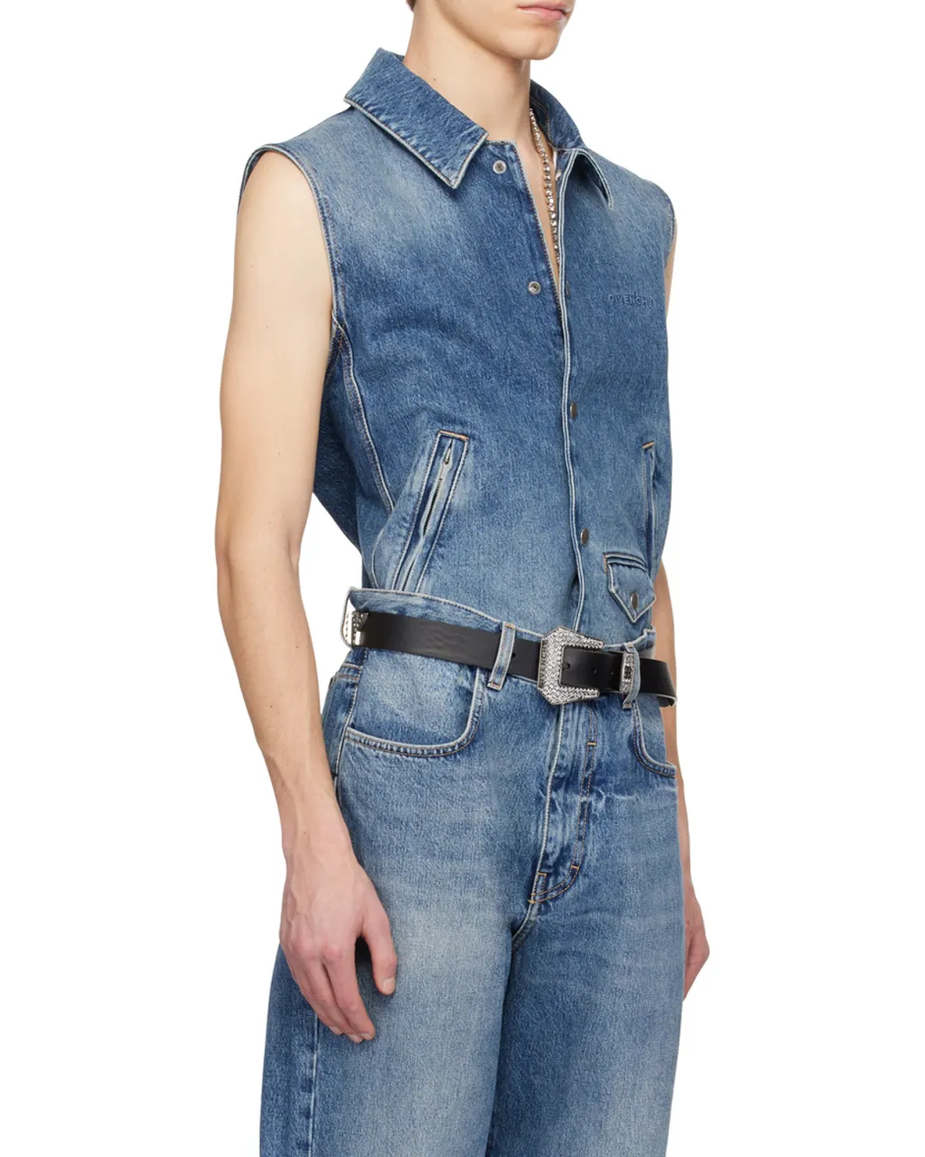 Givenchy Logo Embroidered Denim Vest