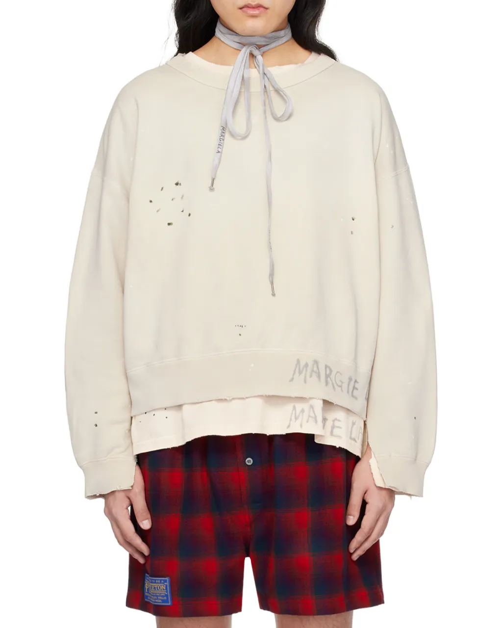 Maison Margiela Handwritten Raw-Cut Edge Distressed Sweatshirt