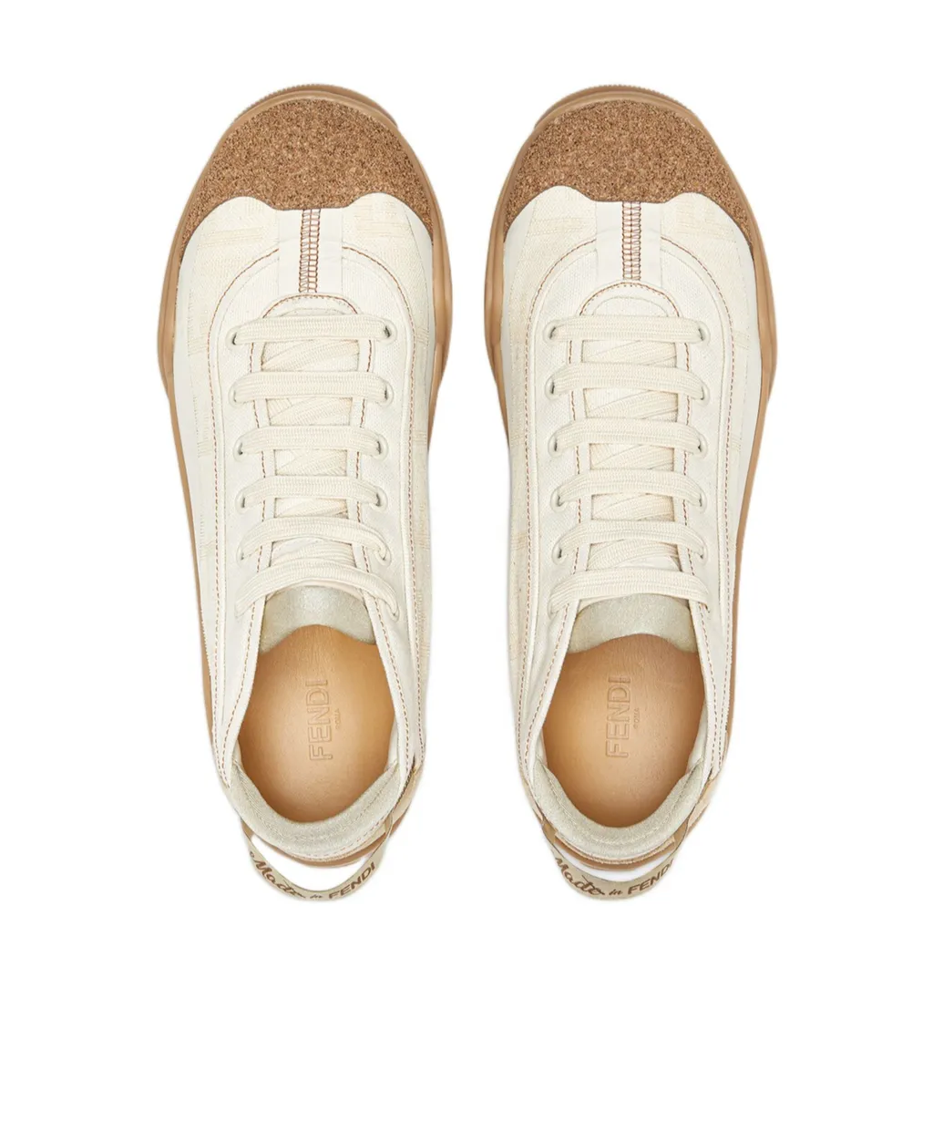 Fendi Monogrammed Panel Lace-Up Sneakers