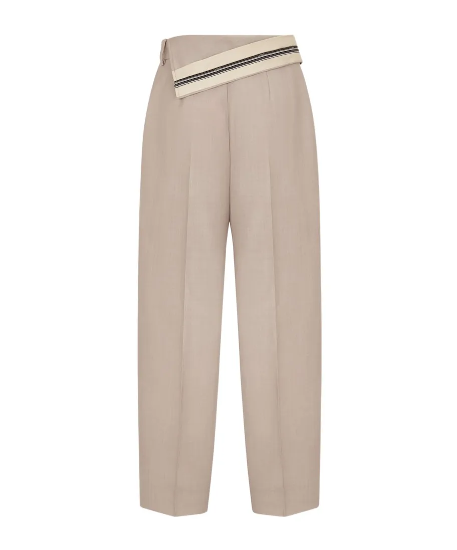 Fendi Asymmetric Waist Wide-Leg Trousers