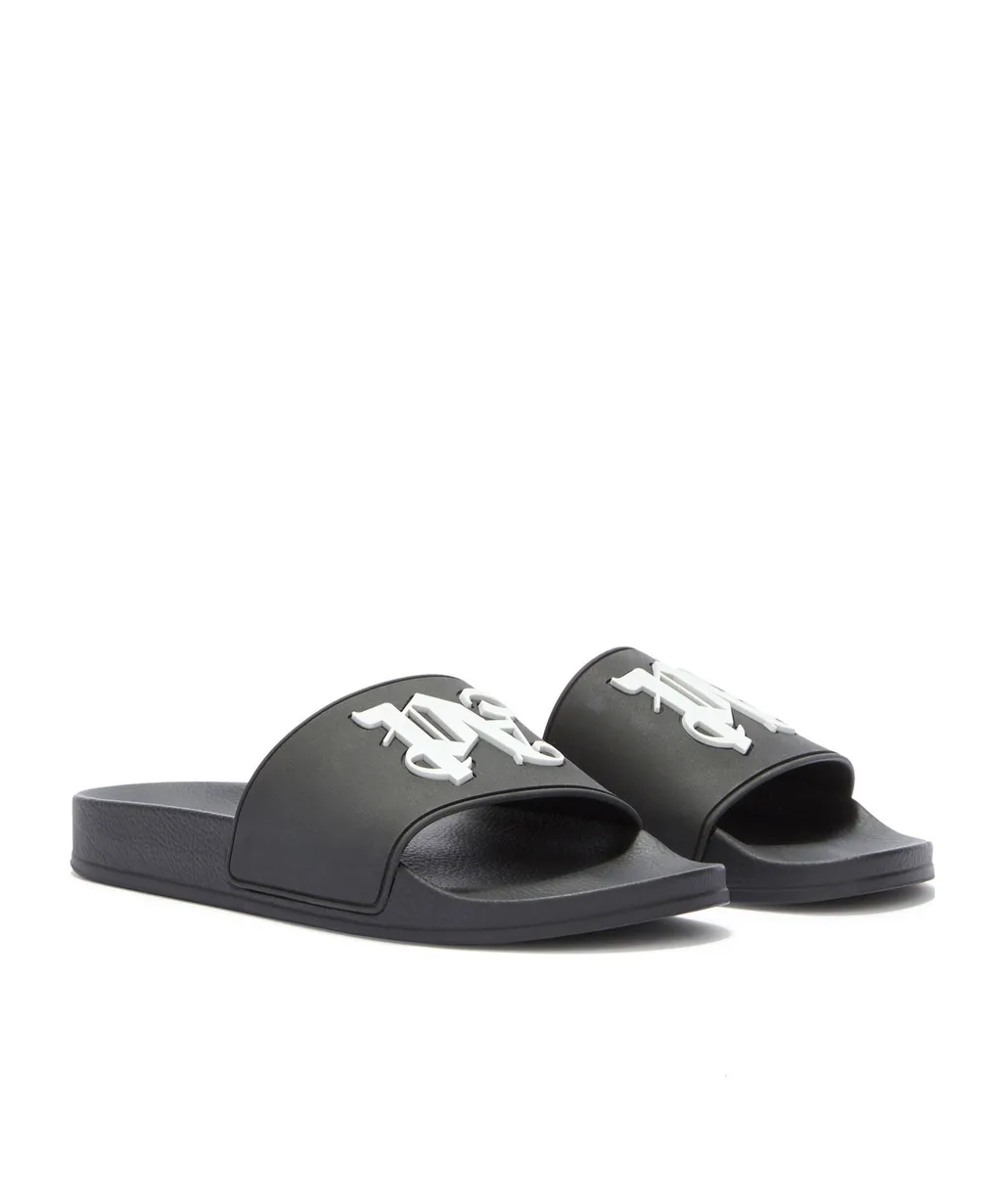 Palm Angels Monogram Patch Round Toe Slides