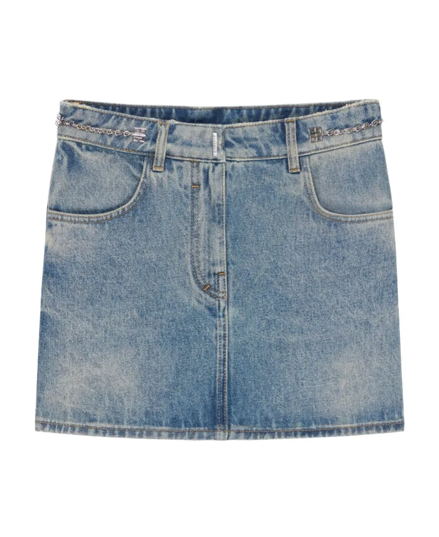 Givenchy Chain-Detailed Denim Mini Skirt