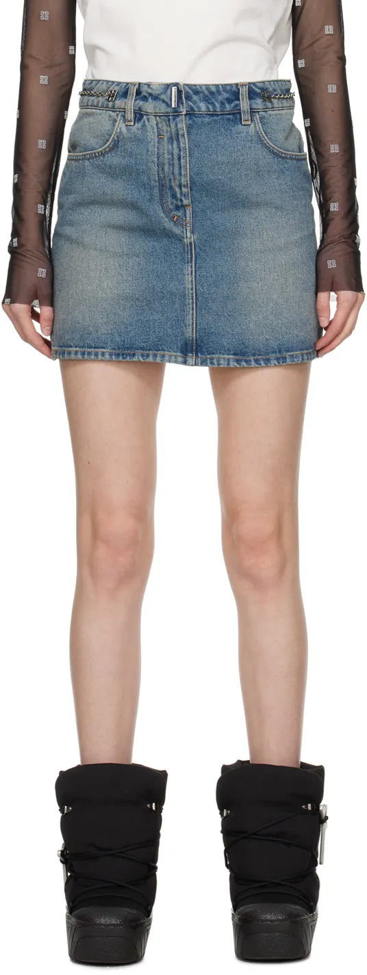 Givenchy Chain-Detailed Denim Mini Skirt