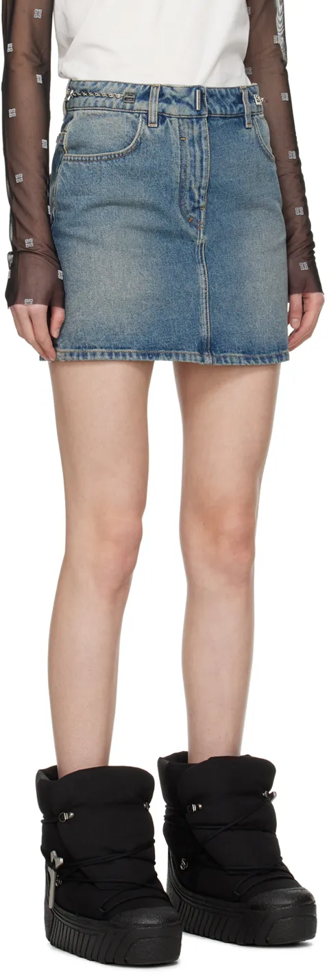 Givenchy Chain-Detailed Denim Mini Skirt