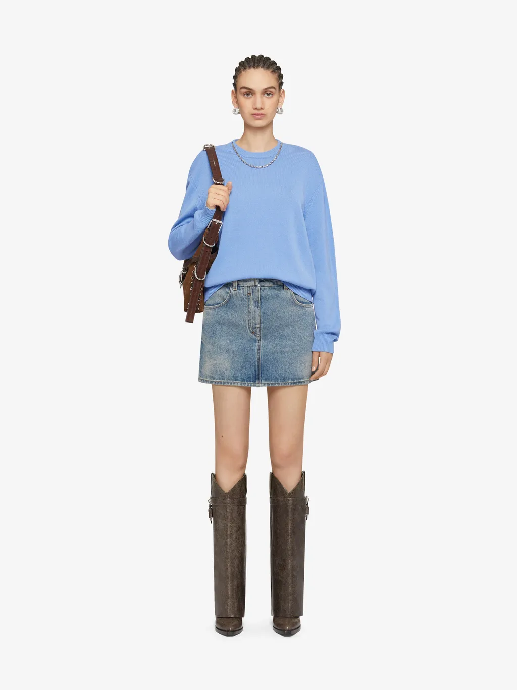Givenchy Chain-Detailed Denim Mini Skirt