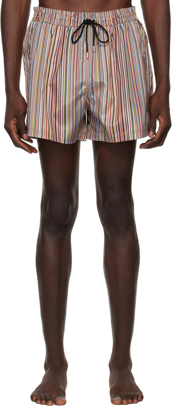 Paul Smith Striped Drawstring Swim Trunks