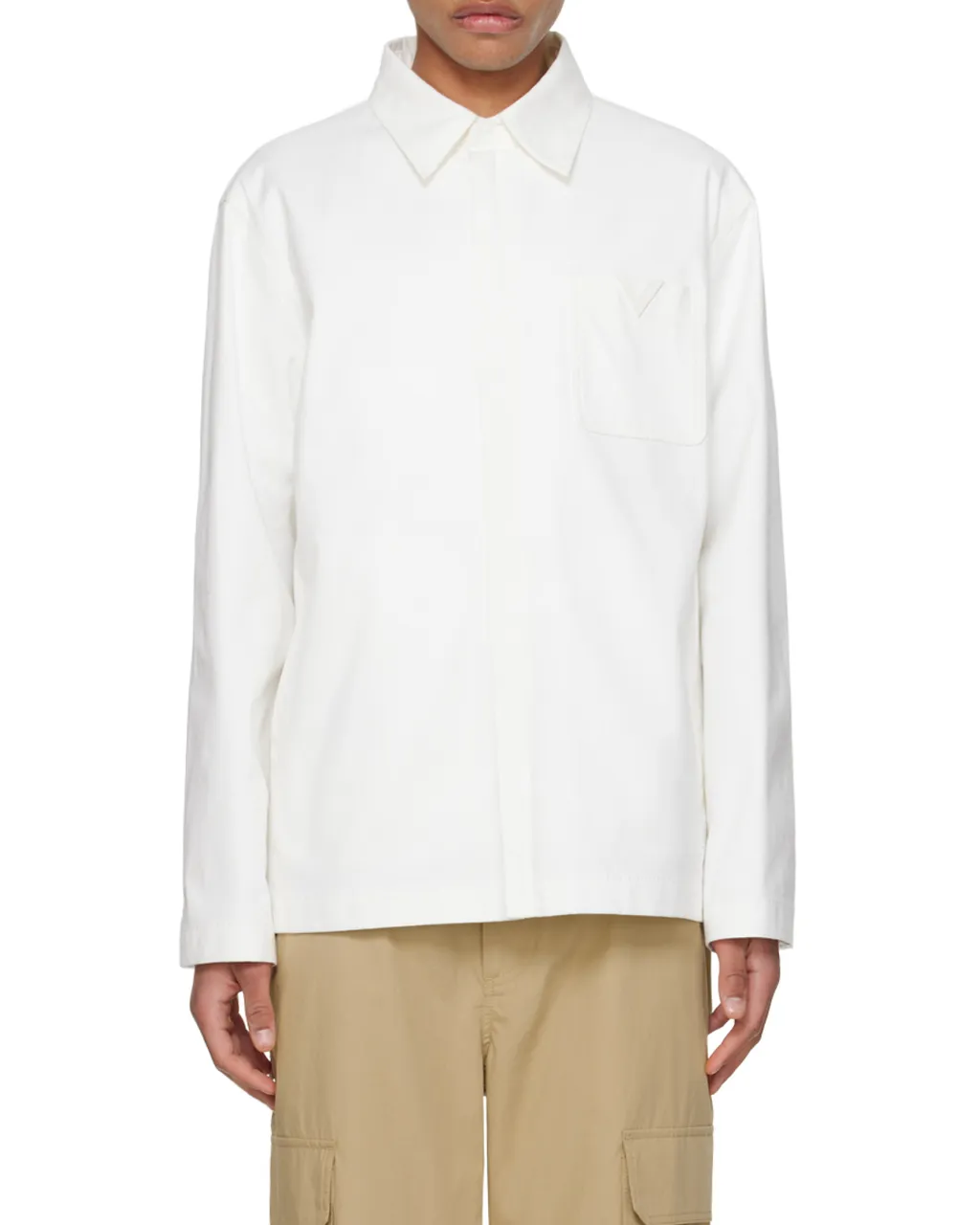 Valentino Logo Plaque Long-Sleeved Shirt Jacket