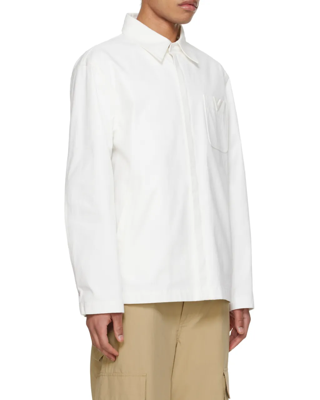 Valentino Logo Plaque Long-Sleeved Shirt Jacket