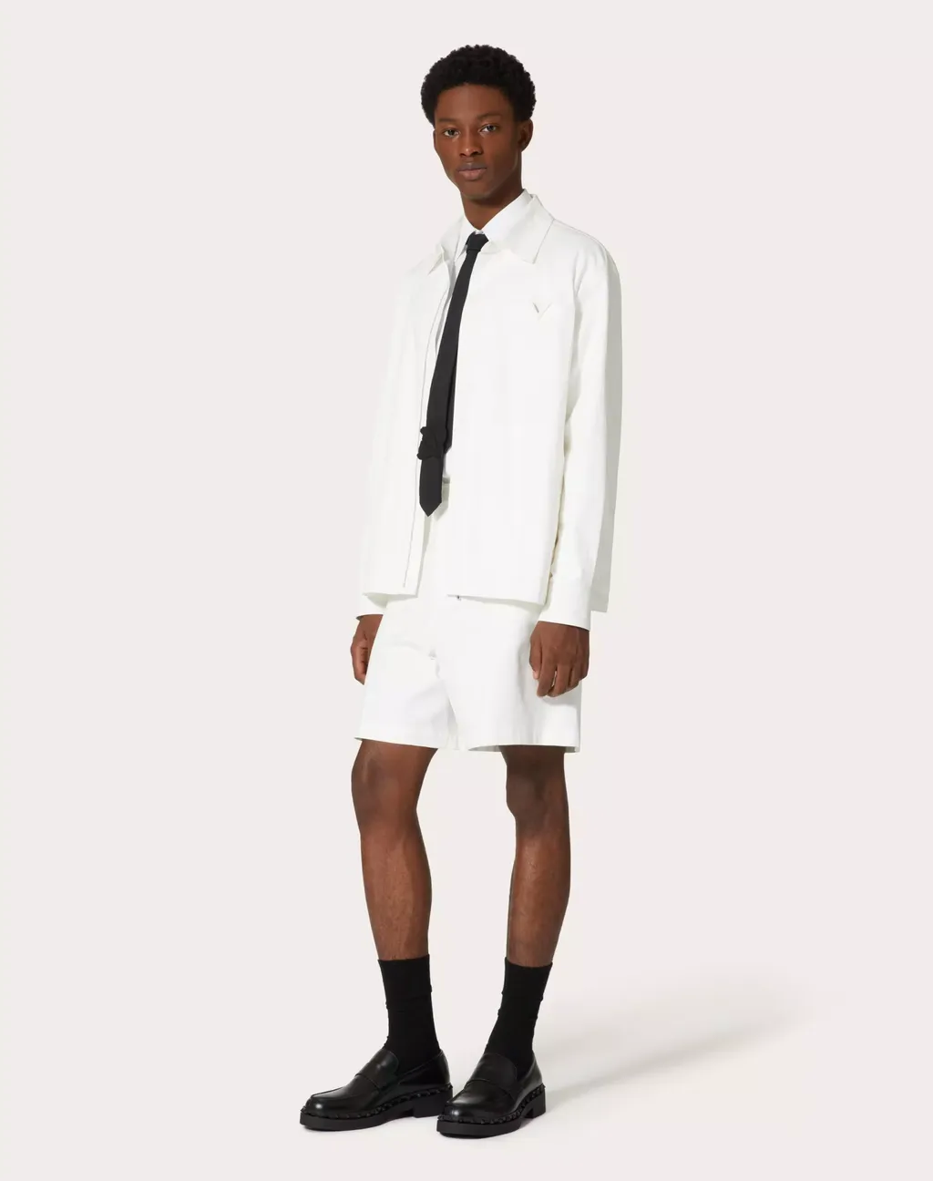 Valentino Logo Plaque Long-Sleeved Shirt Jacket