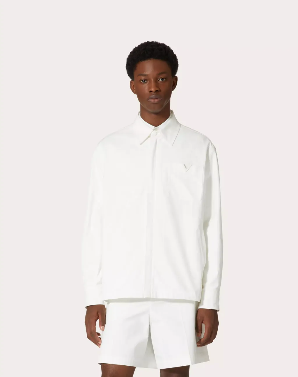 Valentino Logo Plaque Long-Sleeved Shirt Jacket