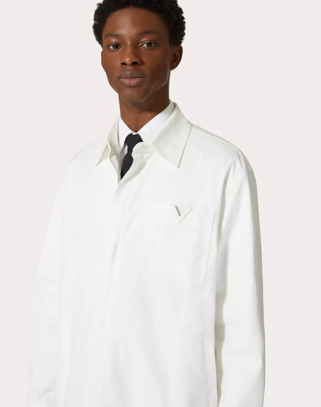 Valentino Logo Plaque Long-Sleeved Shirt Jacket