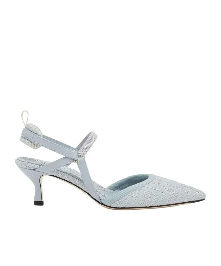 Fendi Logo Detailed Slingback Pumps