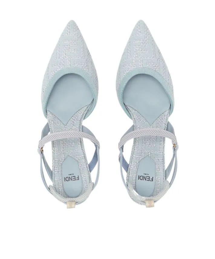 Fendi Logo Detailed Slingback Pumps