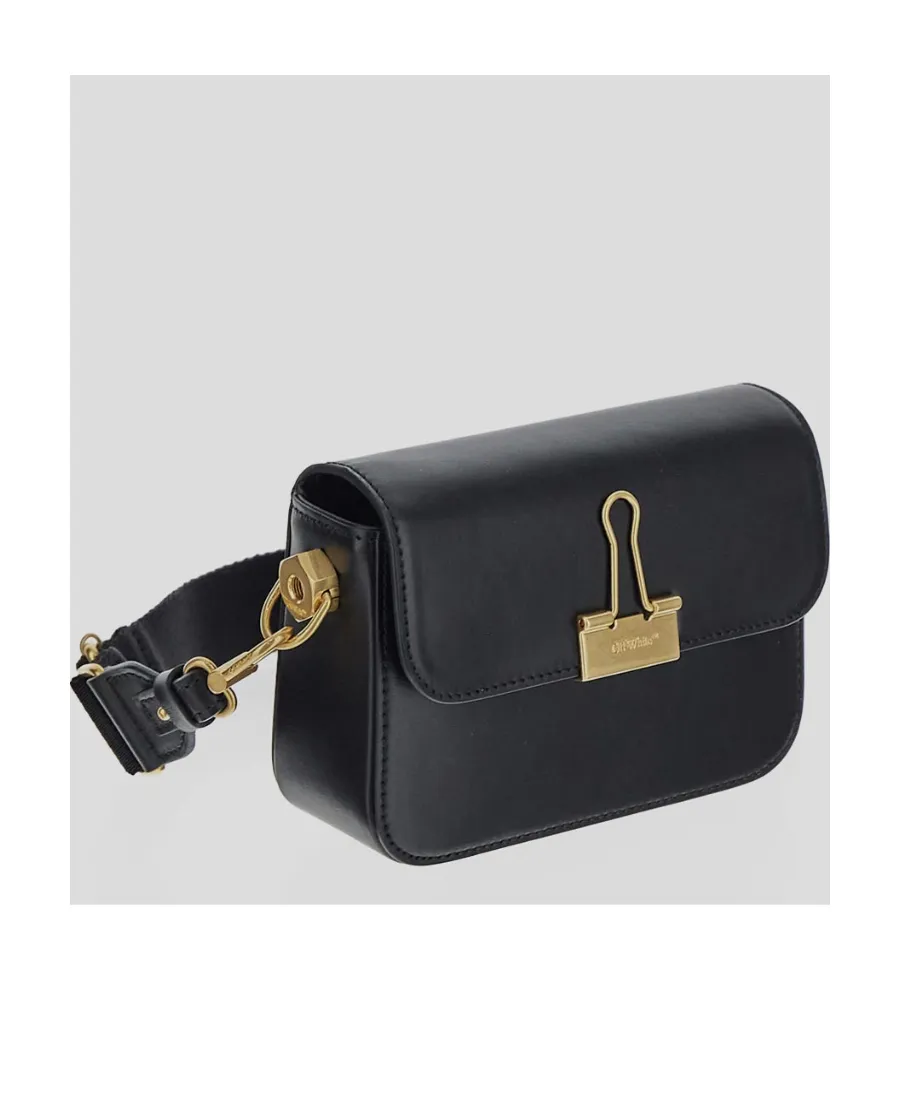 Off-White Binder Foldover Top Shoulder Bag