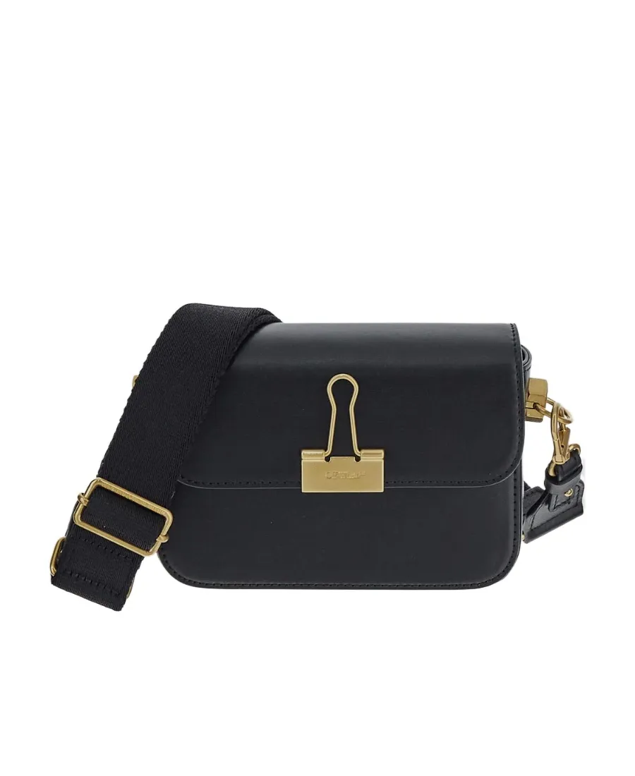 Off-White Binder Foldover Top Shoulder Bag