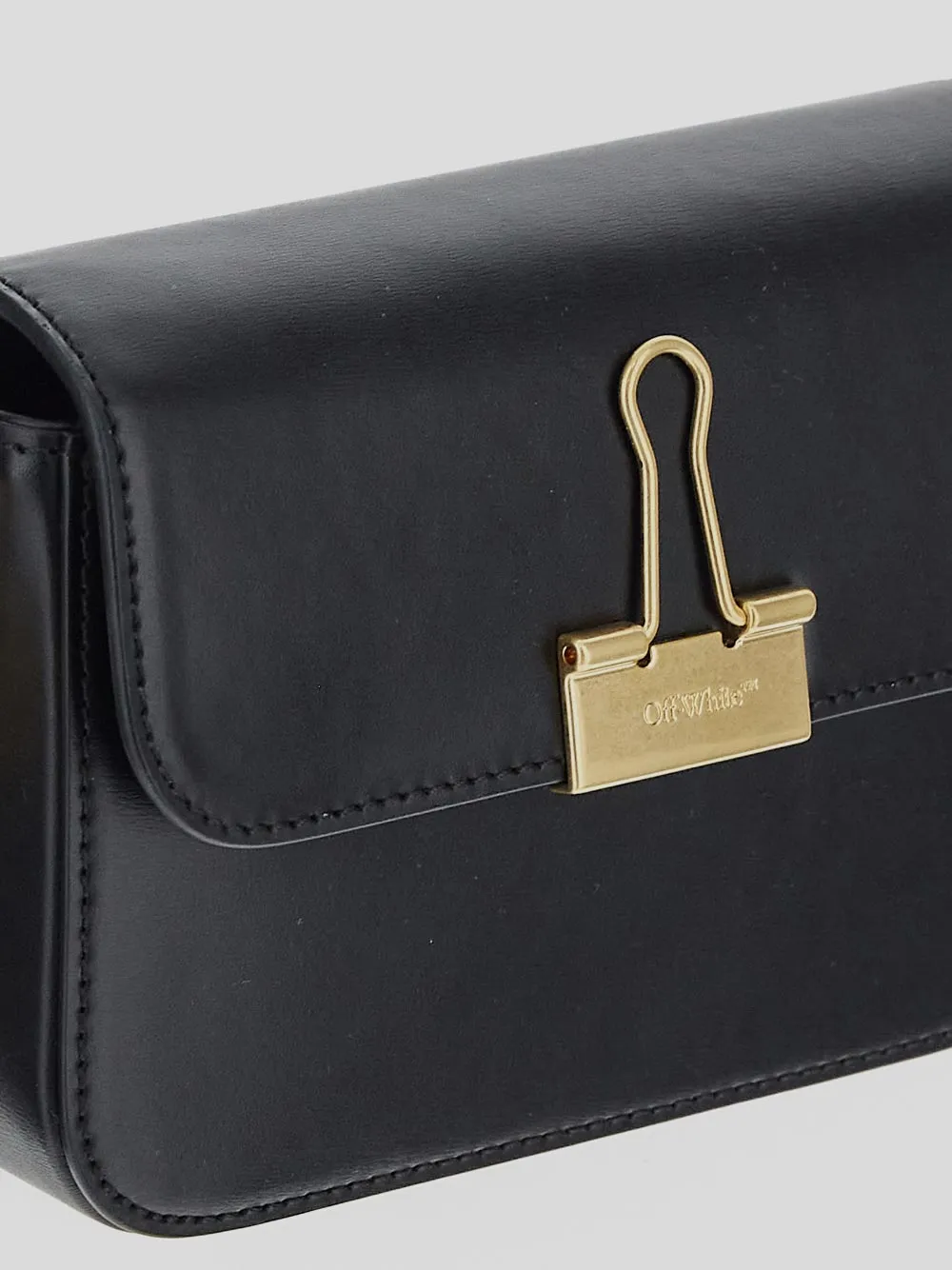 Off-White Binder Foldover Top Shoulder Bag